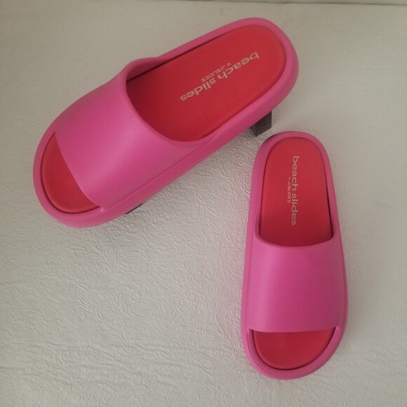 Beach Slides by J/Slides Women US 9 Pink Peep Toe Slip On Sandals Pool Slides - Picture 5 of 14